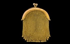 Edwardian Period Ladies - 9ct Gold Excellent Quality Small Mesh Sovereign Purse,