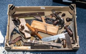 Box of Vintage Woodworking Tools, including: lathes, measures, files, blocks etc. Good lot to sort.