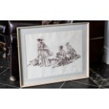 A Russell Flint Signed Print 'Group of Idlers' blind embossed stamp and signed. Measures 20'' x