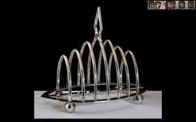 Art Deco Period - Sterling Silver Fine Quality 6 Tier Toast rack of Boat - Shape Form,