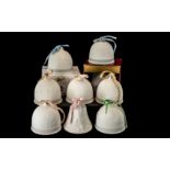 Collection of Eight Lladro Bells, and a 1998 Christmas Bell in original box.