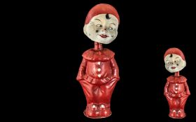 1920's Halloween Interest of a Clown. Halloween Decoration In the Form of a Paper Mache Clown /