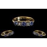 Art Deco Period Petite Attractive 18ct Gold Sapphire and Diamond Set Ring pleasing design and