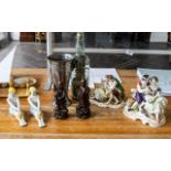 Box of Collectibles & Ephemera, including two Ukranian porcelain figures of seated young ladies,