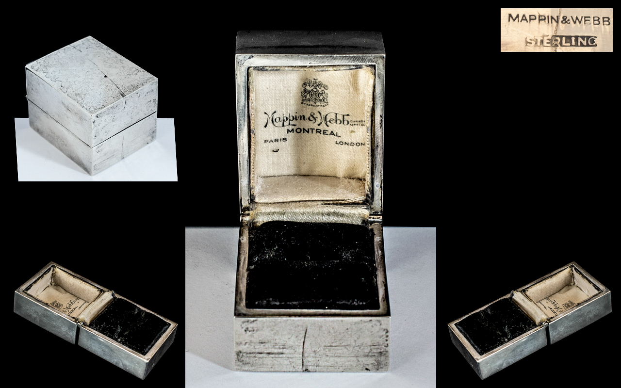 Mappin & Webb Montreal Sterling Silver Ring Box. Marked Sterling and Signed Mappin and Webb.