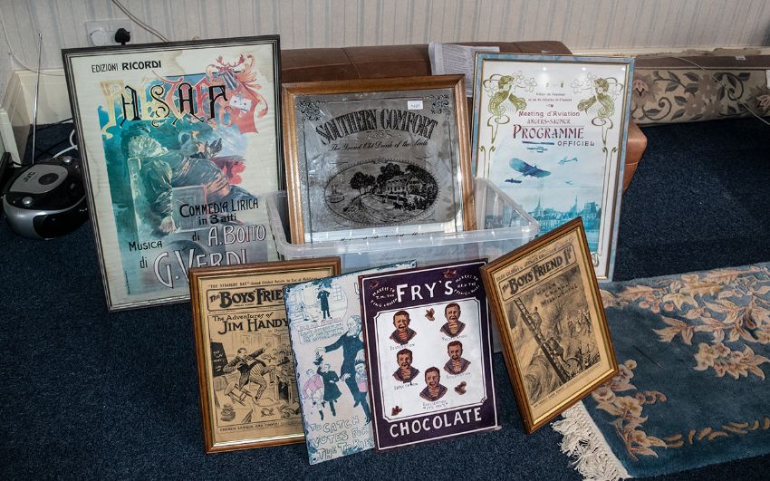 Collection of Advertising Signs, including Fry's Chocolate 12'' x 16'' metal sign, a metal political