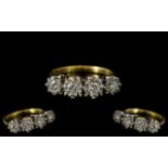 18ct Gold - Attractive Illusion Set 5 Stone Diamond Ring.