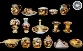Caverswall Excellent Collection of Hand Painted Miniature Pieces 16 in total Fallen Fruits Still