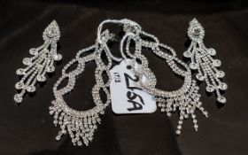 Two Pairs of Spectacular Statement White Crystal Earrings, the longer being 4.5 inches (11.