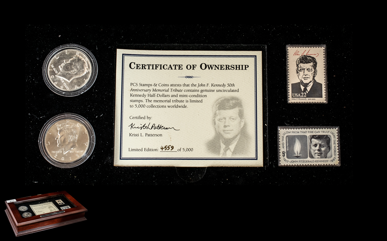 John F Kennedy 50TH Anniversary Memorial Tribute Coin And Stamp Set,