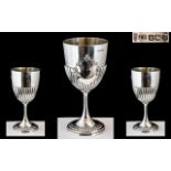 Edwardian Period 1902 - 1910 Impressive and Large Sterling Silver Chalice with Fluted Half Body and