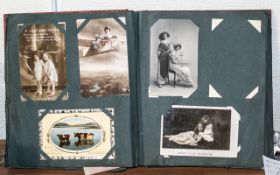 A Post Card Album containing glamour, topographical, birthday, street scenes, etc.