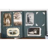 A Post Card Album containing glamour, topographical, birthday, street scenes, etc.