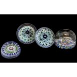 Collection of Four Millifiore Glass Paper Weights, odd chips to edges.