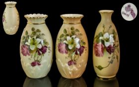 Three Worcester Blush Ivory Vases, a pair of moulded vases model G1039, and another 2491.