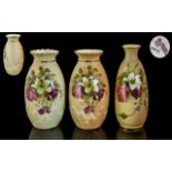 Three Worcester Blush Ivory Vases, a pair of moulded vases model G1039, and another 2491.