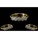 Ladies 18ct Gold - Attractive 5 Stone Diamond Set Ring, Excellent Setting.