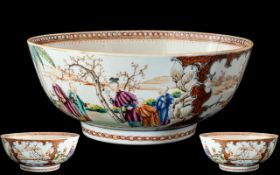19th Century Chinese Bowl, decorated with figures in a landscape setting. Diameter 10", height 3.