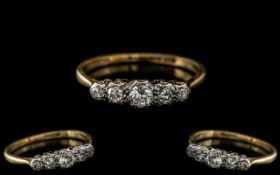 18ct Gold and Platinum 5 Stone Diamond Set Ring, Gallery Setting.