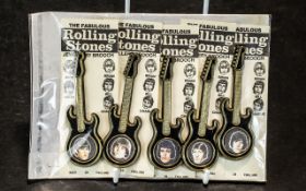 The Rolling Stones A Full set of 5 guitar brooch cards 1960's.