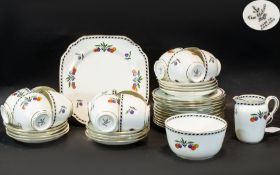 'New Chelsea' Tea Service, comprising twelve cups and saucers, twelve side plates, a large cake/