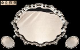 1930's - Superb Quality Sterling Silver Footed Salver - Tray,