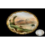 F Micklewright 19th Century Porcelain Plaque 'Lake Killarney, Bahamas', a large, hand painted,