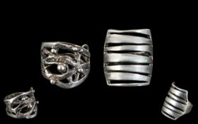 Two Sterling Silver Vintage Statement Rings good striking designs.