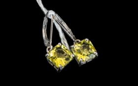 Lime Gold Quartz Drop Earrings,