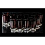 Collection of 21 Cranberry Glasses, in good condition, two sizes.