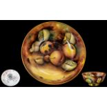 Caverswall Large Signed & Handpainted Fruit Bowl 'Fallen Fruits' Still Life Apples & Berries.