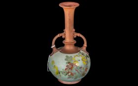 Watcombe of Torquay Terracotta Christopher Dresser Style Bottle Vase, 8" tall,