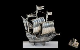 A Miniature Silver Model of A Galleon hallmarked 925 for silver,