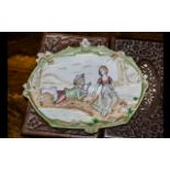 Antique German Bisque Plaque, a lovely quality plaque in moulded relief,