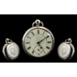 Thomas Russell Liverpool Sterling Silver Open Faced Key-wind Pocket Watch with Key.