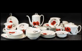 Wedgwood Susie Cooper Design 'Corn Poppy' Tea & Coffee Set, comprising a tea pot and coffee pot,