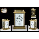 French Late 19th Century Superb Quality - Heavy Brass Cased Alarm Facility Carriage Clock,