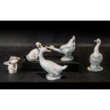 Collection of Nao by Lladro Birds, comprising three geese, one looking back,