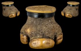 Taxidermy Interest - Rhinoceros Foot in the Form of an Inkwell.