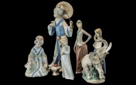 Collection of Four Nao Figures, comprising 9'' figure of a young girl, 8'' figure of a girl with a