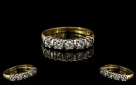 Ladies 18ct Yellow Gold 5 Stone Diamond Set Ring - Pave setting - Full Hallmark for 18ct (750) to