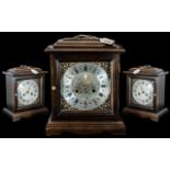 A Smith's Mantle Clock, silvered chapter dial with Roman numerals,