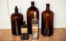 Apothecary Interest Collection of Antique Chemistry Bottles all shapes and sizes. Tallest is 13.