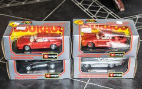 Collection of Four Boxed Burago Diecast Models, comprising a Porsche 959 turbo, a Ferrari GTO 1984,