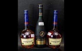 Three Bottles of Cognac comprising Remy Martin VSOP Champagne Cognac 70cl,