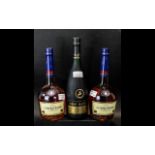 Three Bottles of Cognac comprising Remy Martin VSOP Champagne Cognac 70cl,