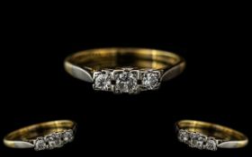18ct Gold and Platinum Exquisite - Attractive 3 Stone Diamond Set Ring.