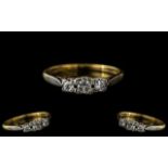 18ct Gold and Platinum Exquisite - Attractive 3 Stone Diamond Set Ring.