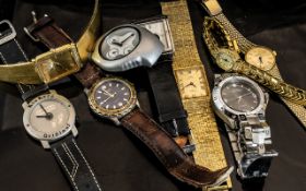 Collection of Gents Wrist Watches, mostly quartz. As found.