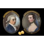 Georgian Pair of Superb Quality Handpainted Portraite Miniatures on Ivory,